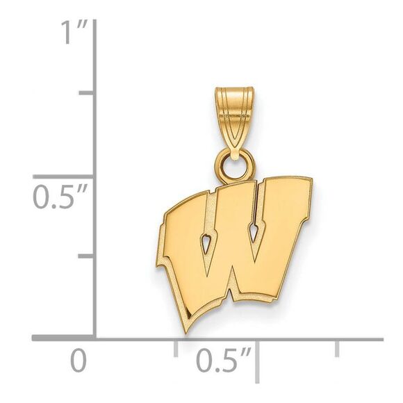 10k Yellow Gold U. of Wisconsin Small Initial W Pendant - Picture 2 of 4